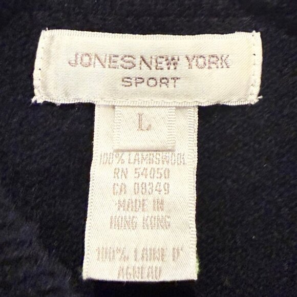 Vintage 90s Jones New York Sport Lambswool Ice Skating Cardigan Sweater Sz L - Picture 6 of 7